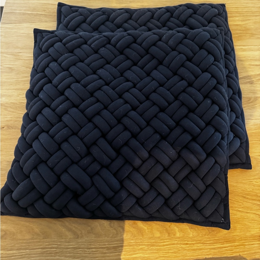 CB2 Braided Knit Throw Pillow - Navy - pair of 2.  Pillow cases ONLY.